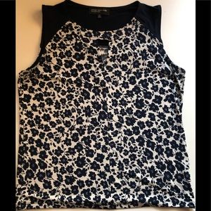 Jones New York Blue Floral Sleeveless Shirt